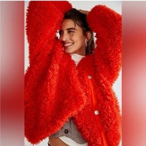 Free People NWOT teddy jacket and scarf